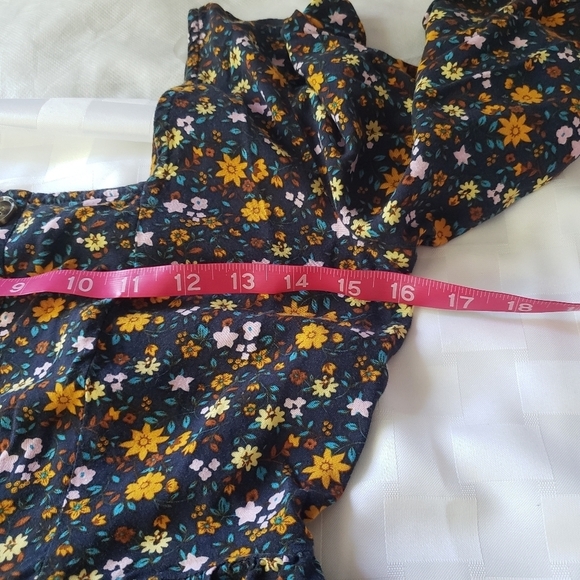 Mudd Floral Pink & Blue Square Neck Line Long Sleeve Women's Dress Size S - Picture 7 of 8